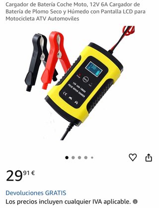 Cargador Batería Coche Moto 12V 6A LCD