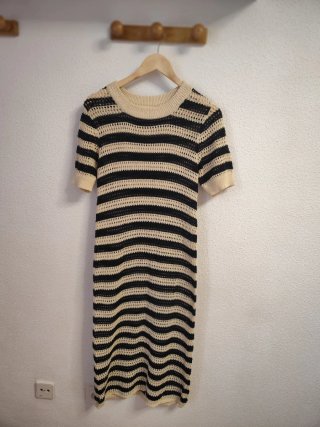 Vestido JDY rayas beige y negro
