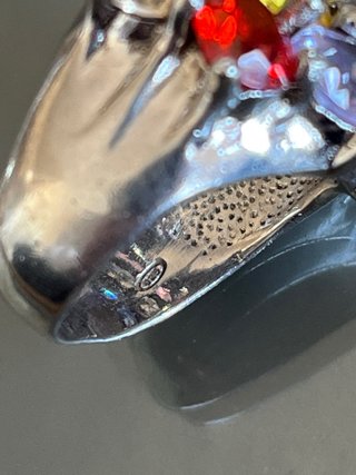 Anello vintage argento 925 cristalli multicolor