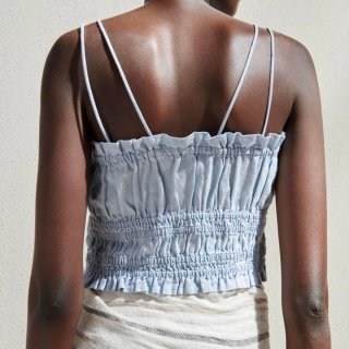 Top Zara Lino Azul Talla S
