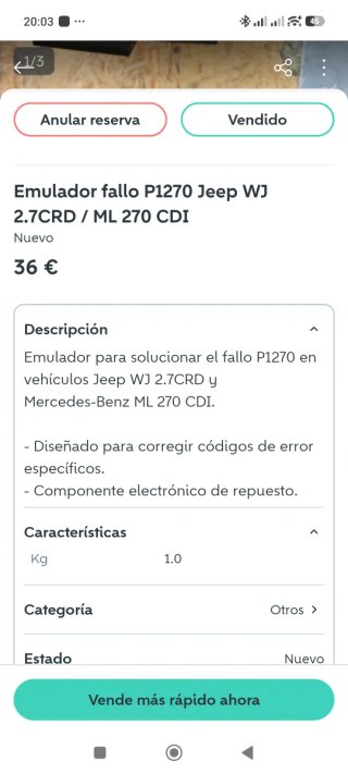 Emulador fallo P1270 Jeep 2.7crd ML270