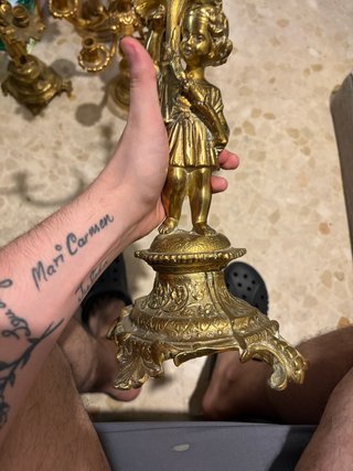 Candelabros Antiguos Dorados  URGE LA VENTA