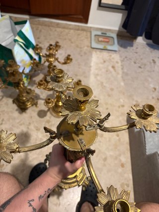 Candelabros Antiguos Dorados  URGE LA VENTA