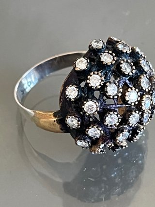 Anello vintage ottone brunito e argento 925