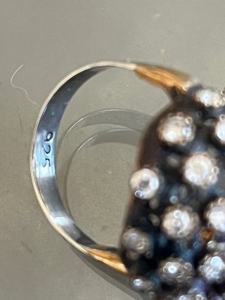 Anello vintage ottone brunito e argento 925