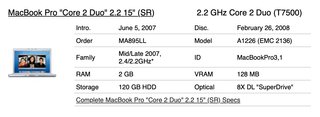 MacBook Pro 15" de 2007 en buen estado