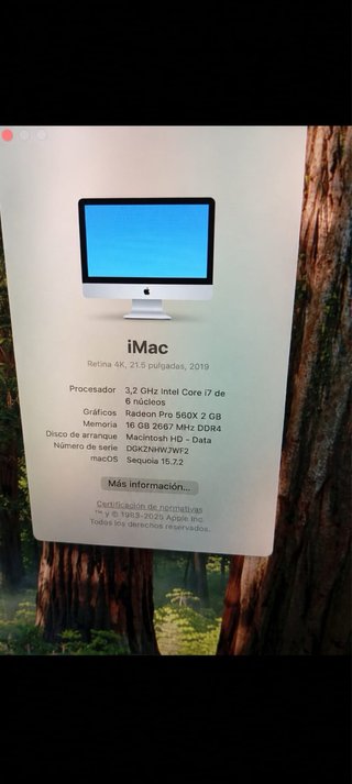 Imac 21,5” i7 16GB SSD 1TB 2019