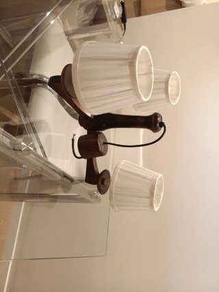 Lámpara de techo de madera y tela
