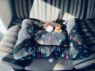 Cama para perro con estampado espacial