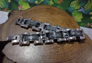 Pulsera Acero Hombre Negra y Plateada