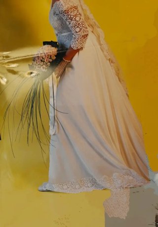 Abito Sposa Chiffon & Pizzo Macramè Tg 46/48