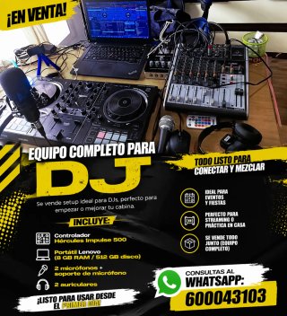 Equipo Completo DJ Hercules Lenovo y mezcladora
