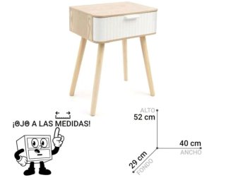 Lote 2 mesitas de noche madera y blanco