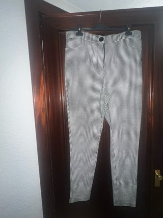 Pantalón de vestir Zara cuadros blanco y negro