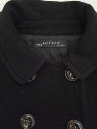 Abrigo Zara Negro Talla L Doble Botonadura