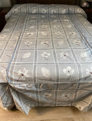 2 Cubiertas Cama 90cm Tela Gris/Blanco