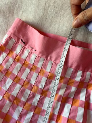 COS Midi Skirt Checked Full Cotton Pink Orange Great Condition