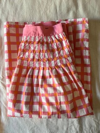 COS Midi Skirt Checked Full Cotton Pink Orange Great Condition