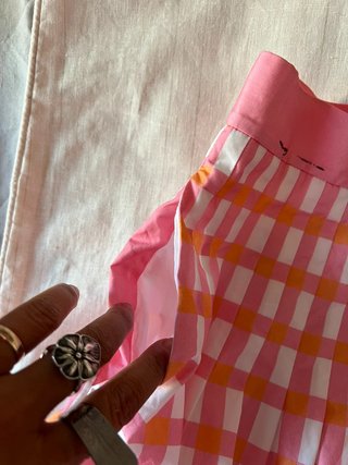 COS Midi Skirt Checked Full Cotton Pink Orange Great Condition