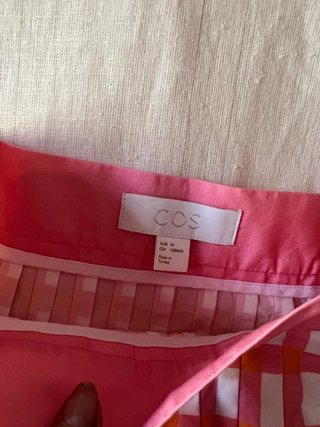 COS Midi Skirt Checked Full Cotton Pink Orange Great Condition