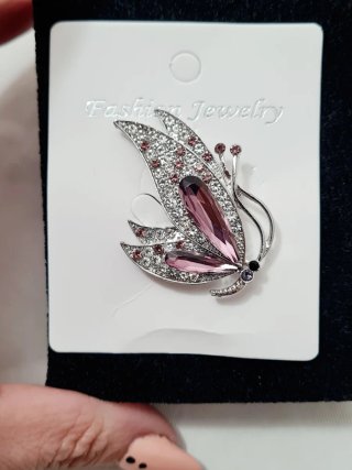 Spilla farfalla con strass rosa