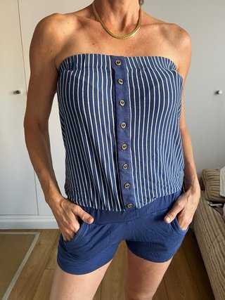 Peto playero rayas azul y blanco