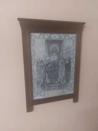 Antiguo cuadro religioso Jesús Sagrado Corazón