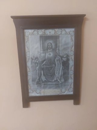 Antiguo cuadro religioso Jesús Sagrado Corazón