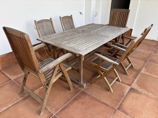 Mesa y 6 Sillas de Teca para Terraza