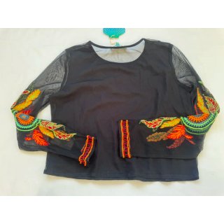 Blusa tul bordada étnica multicolor