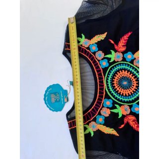 Blusa tul bordada étnica multicolor