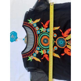 Blusa tul bordada étnica multicolor