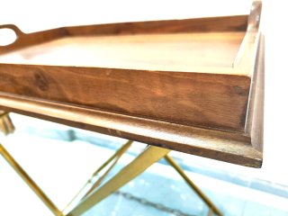 Mesa auxiliar vintage latón y madera