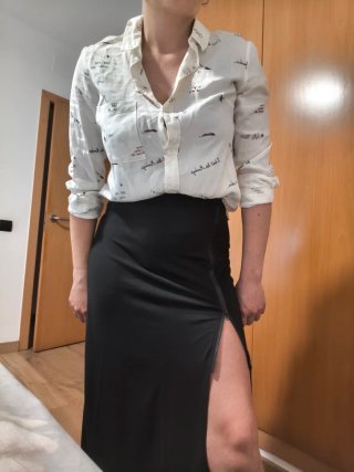 Camisa blanca estampada mujer
