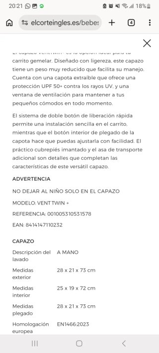 Capazo Niu Vent Twin Gris
