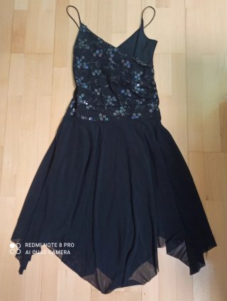 Vestido fiesta negro lentejuelas y tul