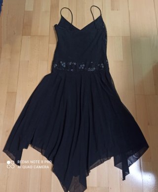 Vestido fiesta negro lentejuelas y tul