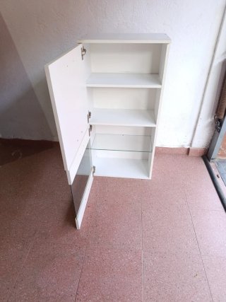 Mueble salón blanco y cristal