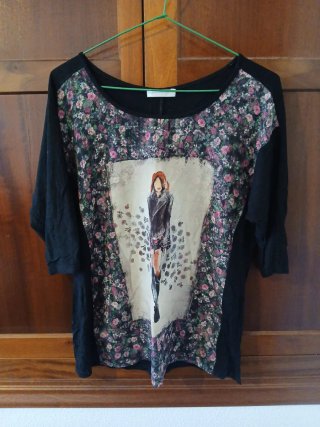 Camiseta media manga estampada mujer