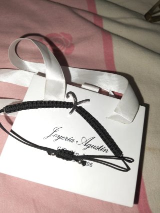 Pulsera Y Plata y Circonitas Macramé Negro