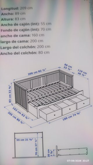 Diván cama con cajones