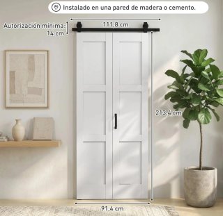 Puerta corredera doble con herrajes