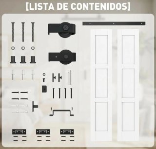 Puerta corredera doble con herrajes