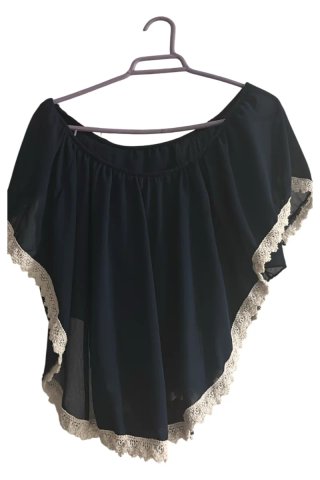 Camiseta azul marino con encaje talla S