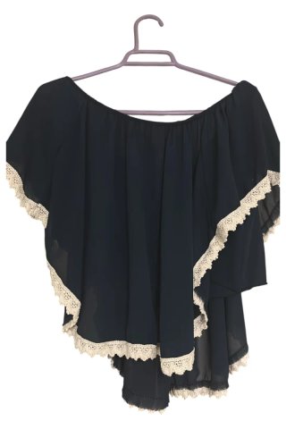 Camiseta azul marino con encaje talla S