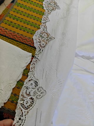 Lenzuolo matrimoniale pizzo Burano