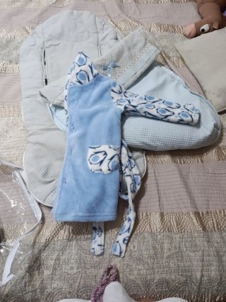 Saco de bebé azul y gris