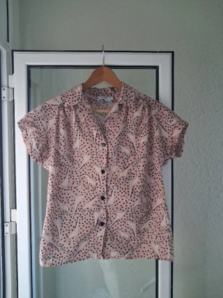 Camisa Verano Algodón Rosa Palo y Negra. Talla S/M