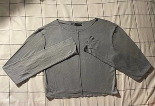 Top Zara Manga Larga Gris