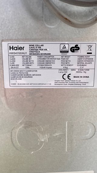 Vinoteca Haier HWS42GDAU1